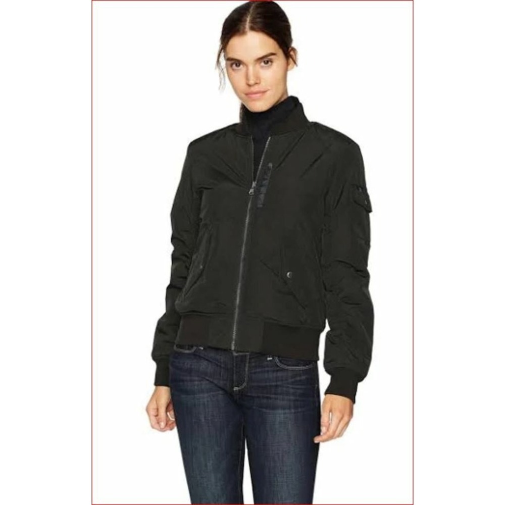 Marc New York Andrew Marc women jacket bomber Foster MW7AC803 black S $245